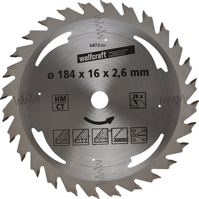 Wolfcraft - Kreissägeblatt 184x16mm - 28 Zähne - Sägeblatt für Kreissäge - Silberserie - 6473000