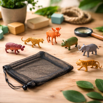 Eddy Toys Wildtier-Spielset 6-teilig – Tierspielzeug für Kinder im Beutel – Tierspielzeug Dschungel aus Kunststoff – Safari-Tierspielzeug – Tierfiguren-Spielzeugset