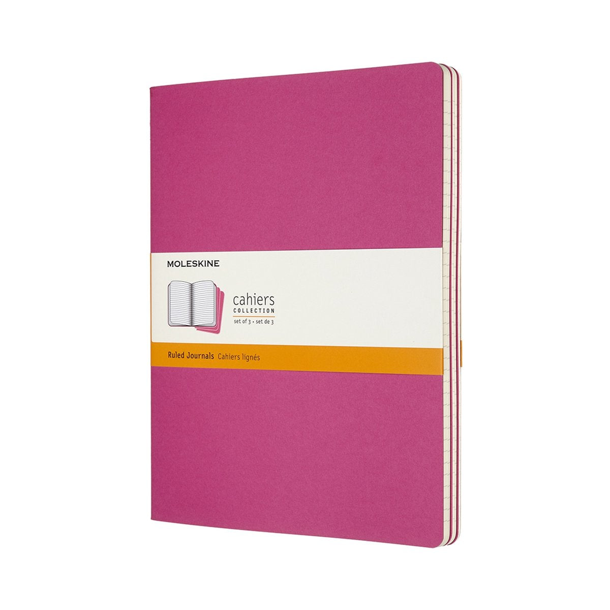 Moleskine Cahier-Tagebücher – extra groß – liniert – rosa – 3er-Set