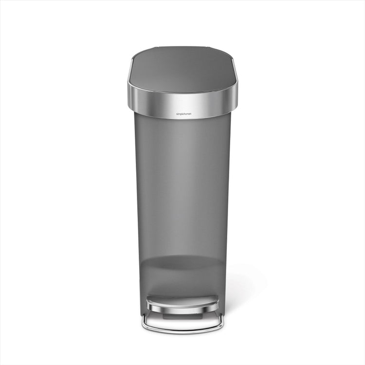 Simplehuman schlanker Treteimer aus Kunststoff – 40 Liter – mit Taschenrand – grauer Kunststoff