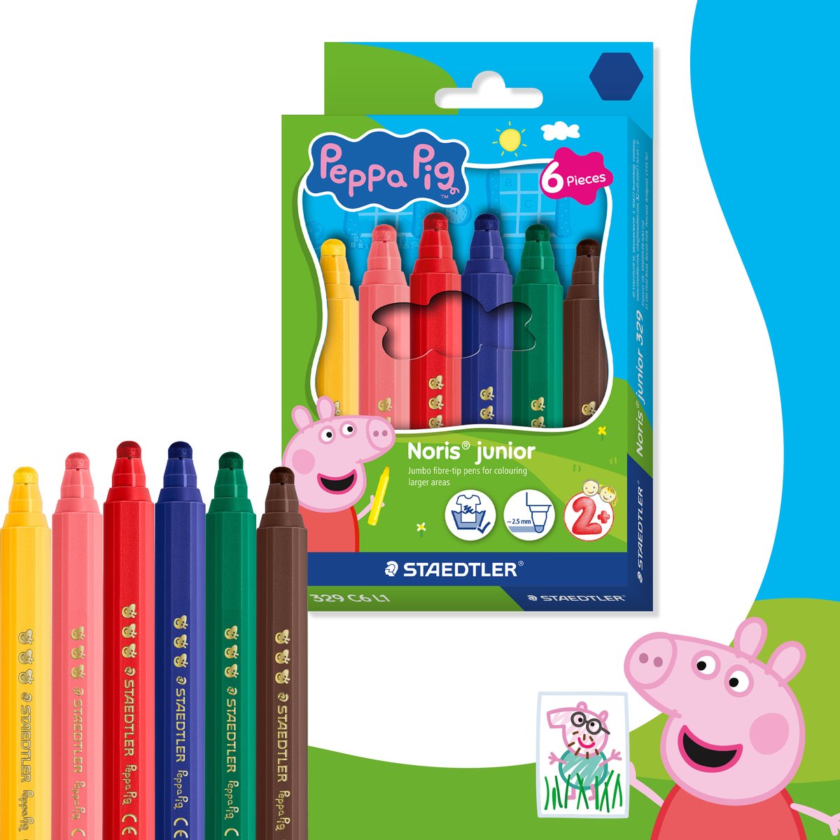 Staedtler Peppa Pig x Noris Junior Malstift-Set 6-tlg