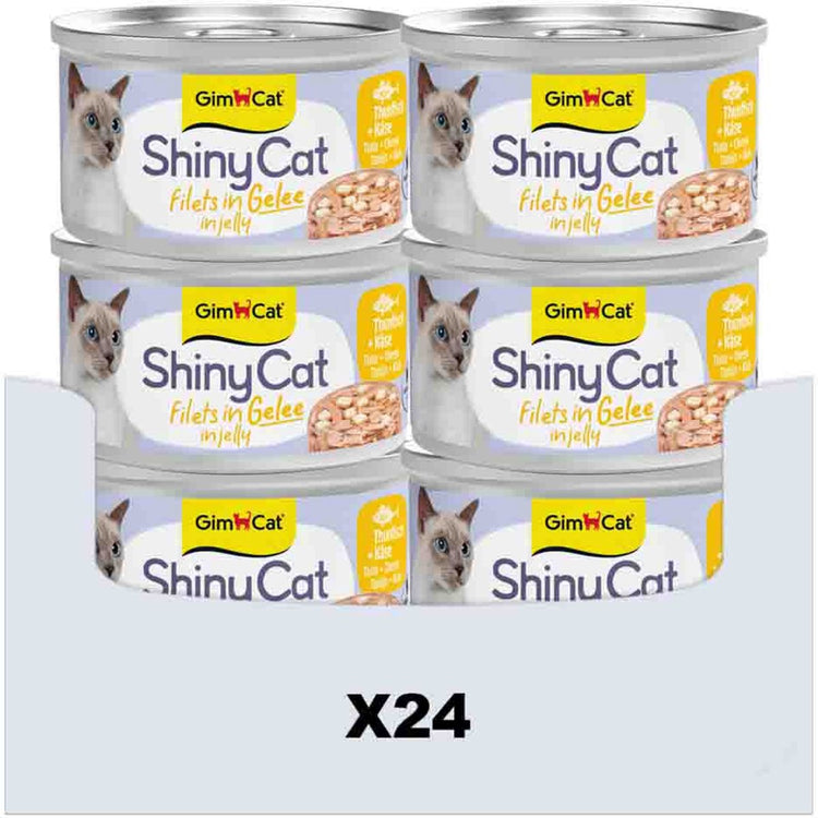 Gimcat 24 x 70 g – Shinycat-Filets in Gelee-Thunfisch + Käse