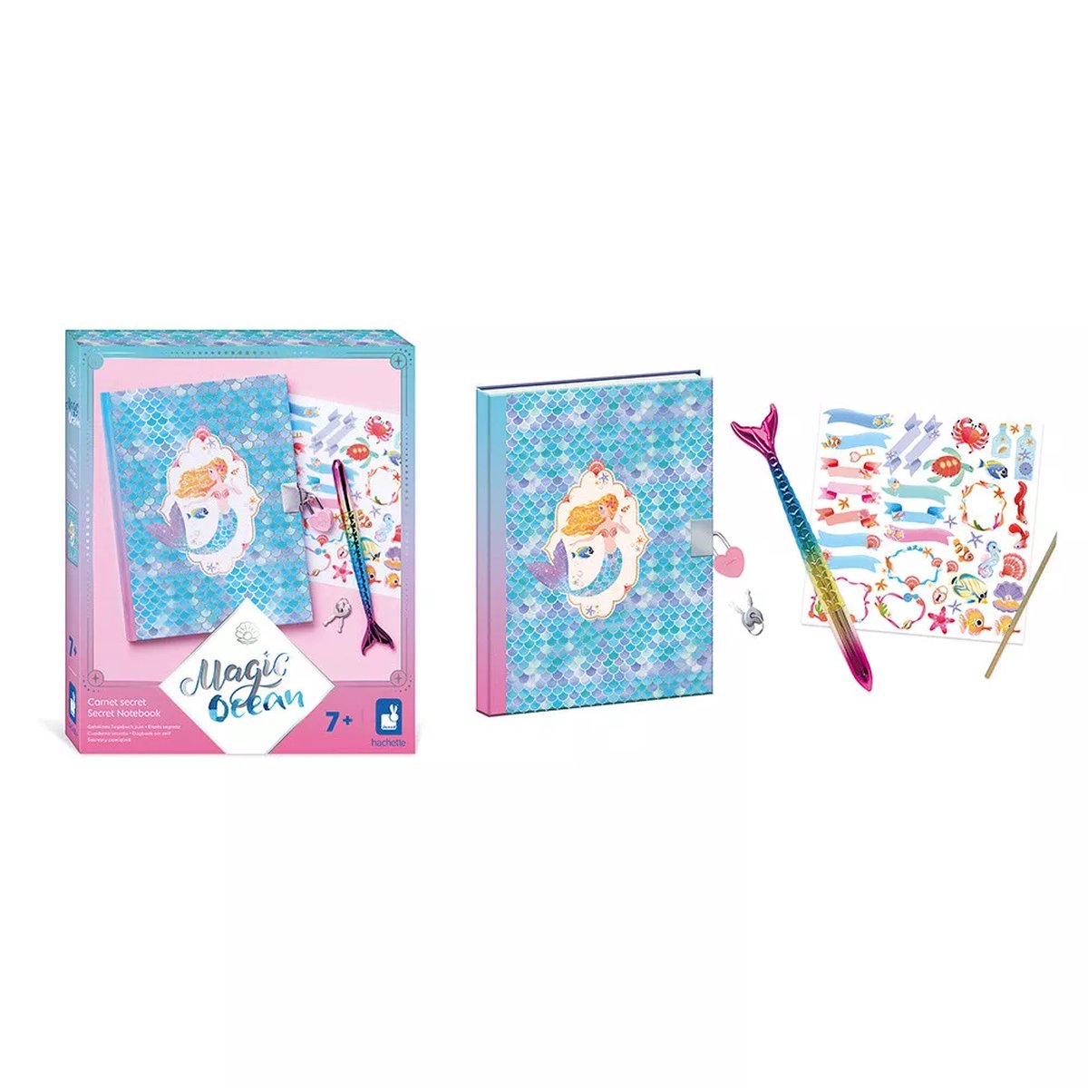 Janod – Magic Ocean – geheimes Notizbuch – 96 Seiten mit violettem Tintenstift