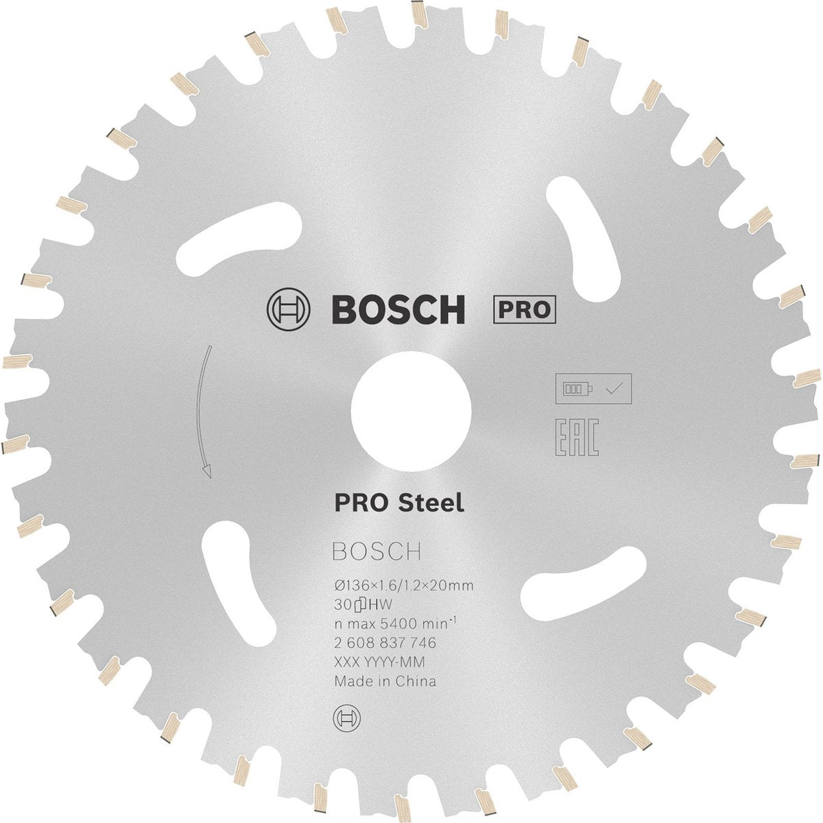 Bosch Pro Steel Akku-Sägeblatt für Kreissägen 136 x 1,6 x 20 mm -...
