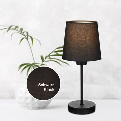 Briloner - Tischleuchte - Nachttischleuchte mit Stoffschirm - exkl. e14 - ø14cm - schwarz
