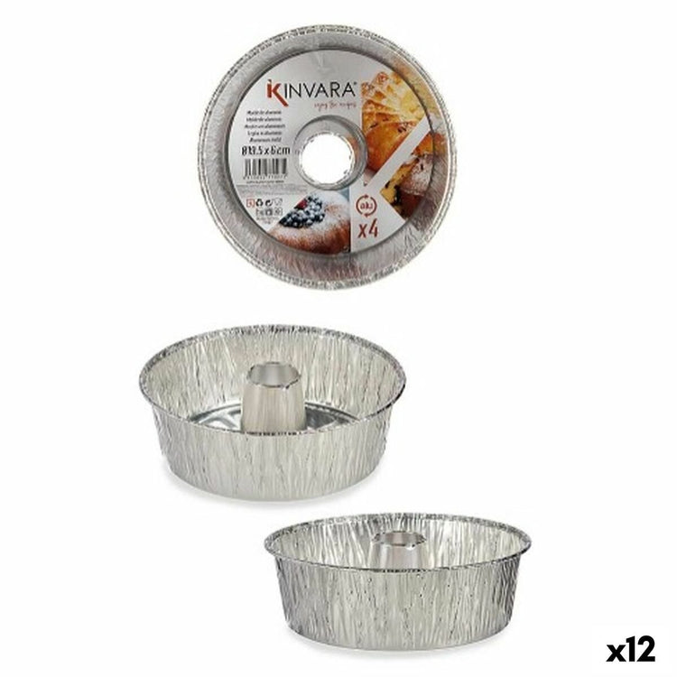 Kinvara-Set mit Kuchenformen 30286c silberfarbenes Aluminium 19,5 x 19,5 x 6 cm 4-teilig (12 Stück)