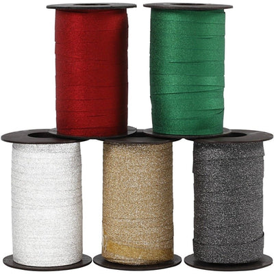 Creativ Company Geschenkband, B: 10 mm, Glitzer, verschiedene Farben, 5x100 m 1 Box