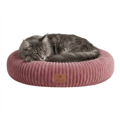 Peluvio Koya – rundes Katzenbett – Größe L – hohe weiche Kanten für Kopf und Nacken – kuschelig warm – rutschfeste Unterseite – abnehmbares Kissen, waschbarer Bezug – bequeme Liegefläche