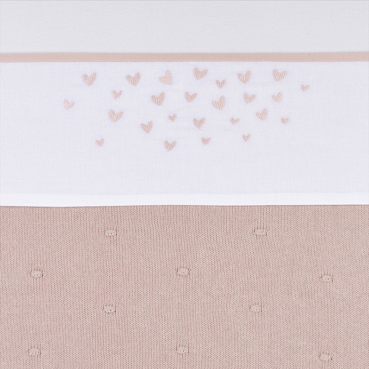 Meyco baby hearts crib sheet - soft pink - 75x100cm - 0.3 tog