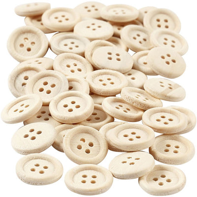 Creativ Company Holzknöpfe, D 15 mm, 4 Löcher, 50 Stück 1 Box