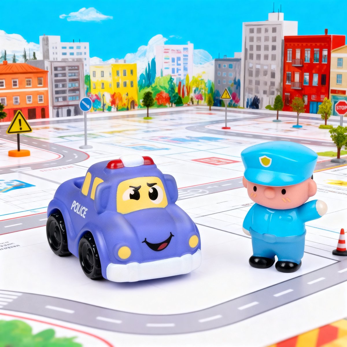 Let's Play Eddy Toys Polizei-Spielset – Polizeiauto mit Puppe – 2-teilig – blau