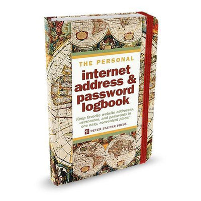 Peter Pauper Internet-Passwort-Logbuch – Old World – mit elastischem Verschluss – 11 x 15 cm