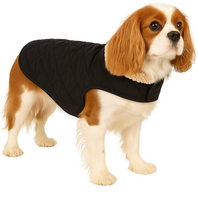 Flamingo-Hundemantel – Bonnie – Hundemantel – Winter-Hundejacken – wasserdichter Hundemantel – 40 cm – A: 40 cm, B: 34–40 cm, C: 54–60 cm – Schwarz