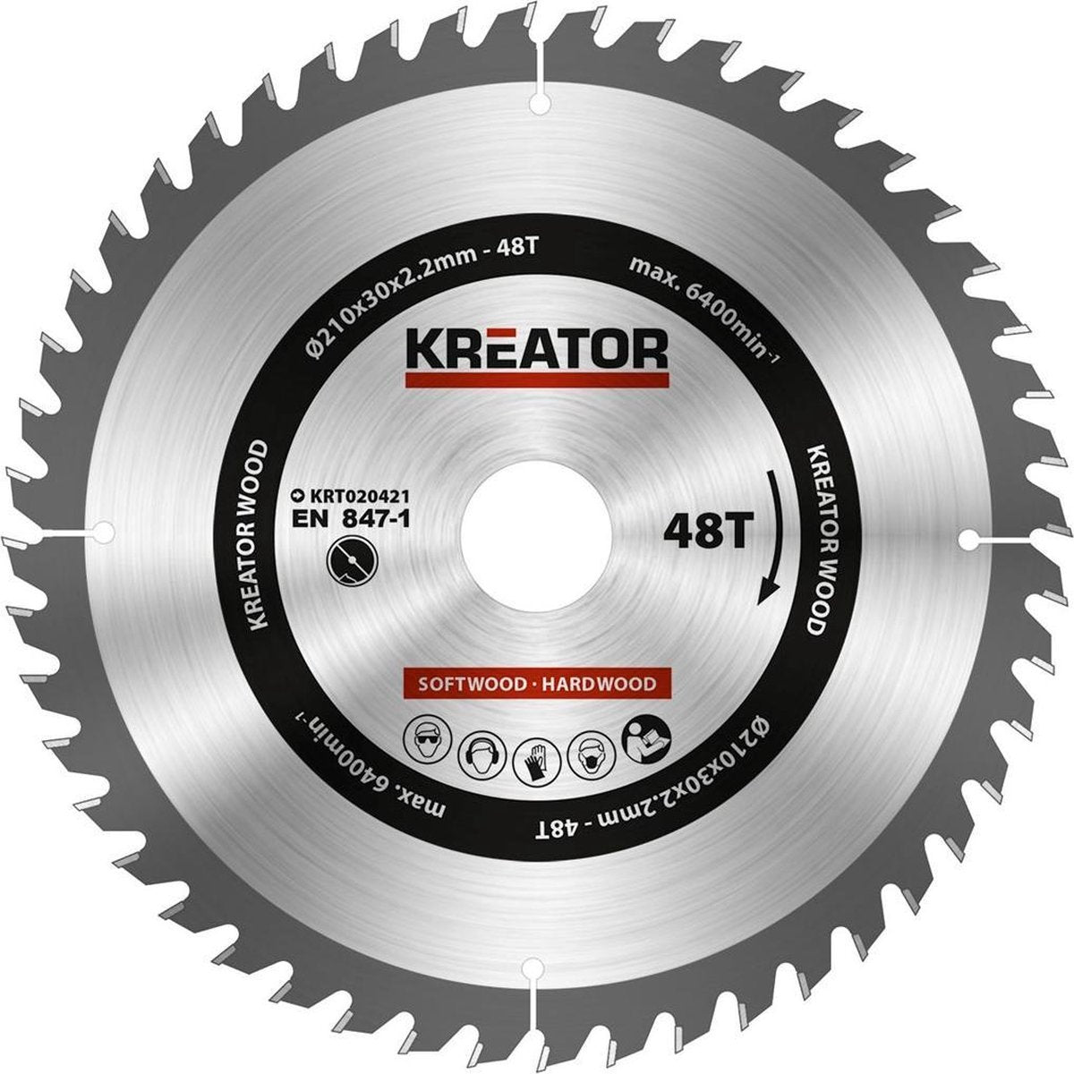 Kreator krt020421 Sägeblatt Holz 210 mm – 48t