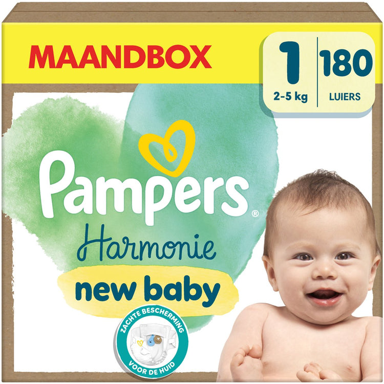 Pampers Harmony Windeln Größe 1, 180 Windeln, 2kg-5kg