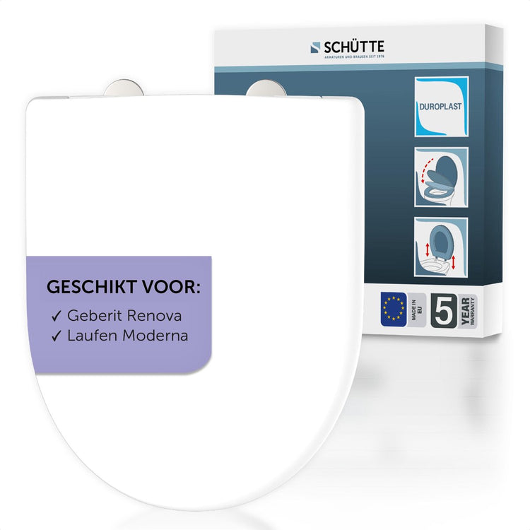 Schütte WC-Sitz 82811 pro 3 - D-Form - Fallbremse - abnehmbar - passend für Geberit Renova, Laufen Moderna - Belastbarkeit bis 250 kg