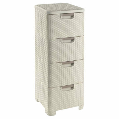 Schubladensystem im Curver-Stil – 4 x 14 l – Vintage-Weiß