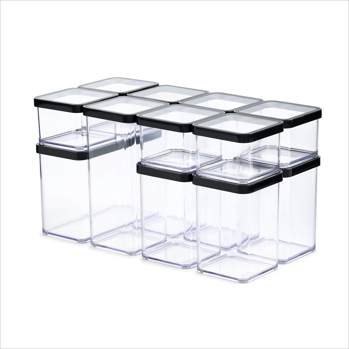 Rotho Loft - Set Premium Vorratsdosen 12-teilig - luftdicht - spülmaschinenfest - Schwarz