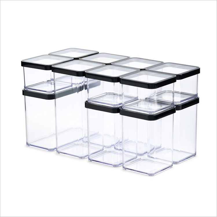 Rotho Loft - Set Premium Vorratsdosen 12-teilig - luftdicht - spülmaschinenfest - Schwarz