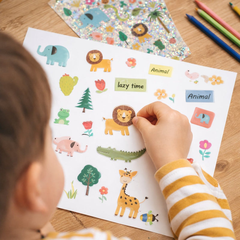 Kreatives Aufkleber-Set für Kinder – 160 Teile – Aufkleber Kinder Tiere – 3 Bögen Aufkleber zum Basteln – Aufkleber Dekoration