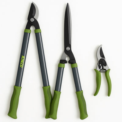 Kinzo Gartenscheren-Set – Gartenscheren-Kombinationsset – 3-teilig – Gartenschere – Astschere – Heckenschere