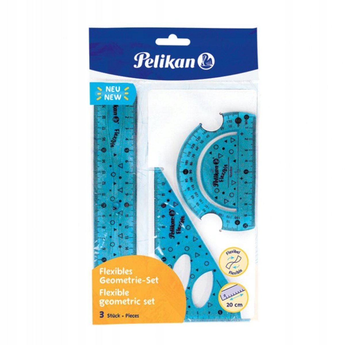 Pelikan Geometrie-Set blau 700917: Lineal, Gradskala, Zeichenquadrat