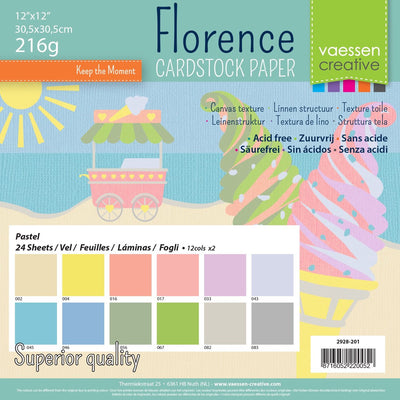 Florence • Kartonpapier 216g Struktur 30,5x30,5cm Multipack Pastell 24x