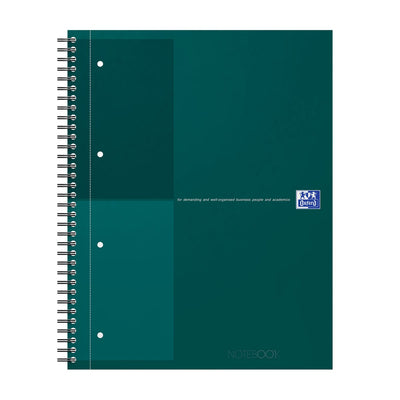 Internationales Oxford-Notizbuch, A4+, liniert, 4 Löcher, 80 Blatt, stabiler Kartoneinband, 30 Jahre grün