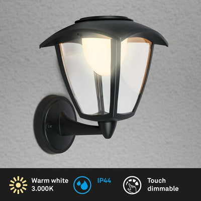 Briloner - LED-Wandleuchte Akku - Touch - austauschbarer Akku - schwarz - austauschbarer Sockel - 23 x 29,5 x 16,5 cm - schwarz