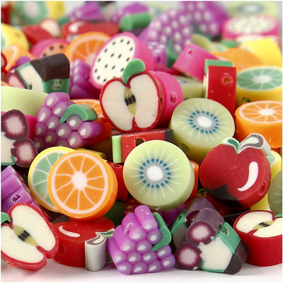 Kreativfirma -Figur Perlen, Obst, D 10 mm, Lochgröße 1,5 mm, 200 Div 1 Box