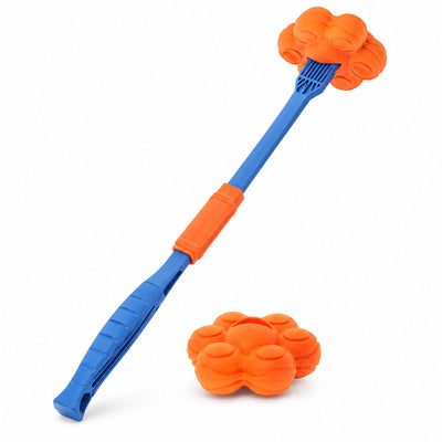 Rosewood FitDog Wurfstock mit Molekülball – schwimmendes, hüpfendes Apportierspielzeug – stabiler Kunststoff – für mittelgroße Hunde
