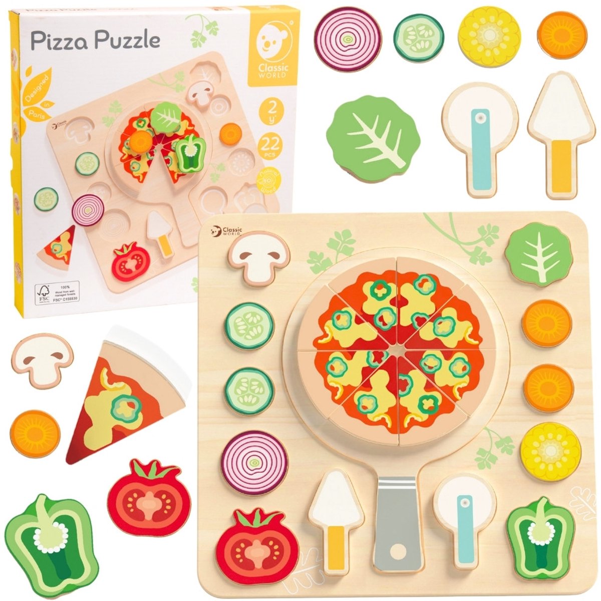 Klassische Welt -Welt -Holzform Pizzel Pizza, 22st.