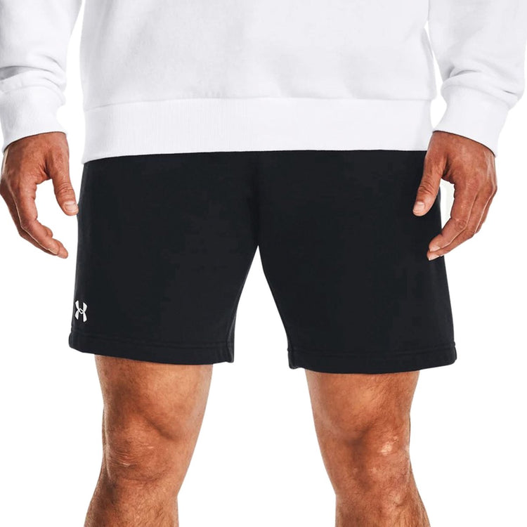 Under Armour UA Rival Fleece Shorts-BLK Herren-Sporthose – Schwarz – Weiß