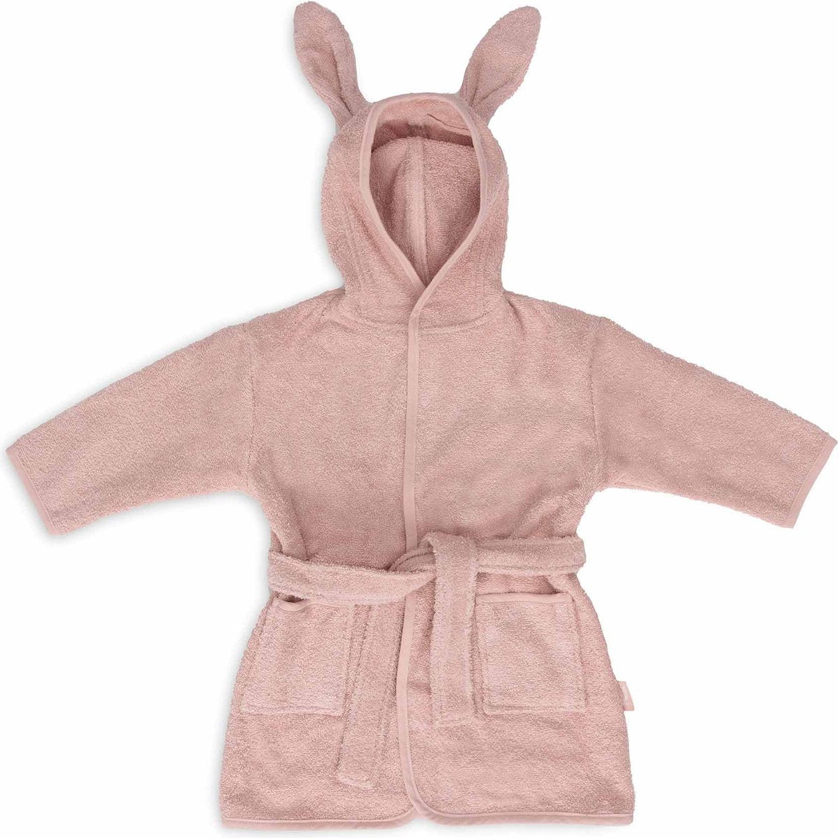 Jollein – Babybademantel Frottee 1-2 Jahre – Kinderbademantel mit Kapuze – Wildrose