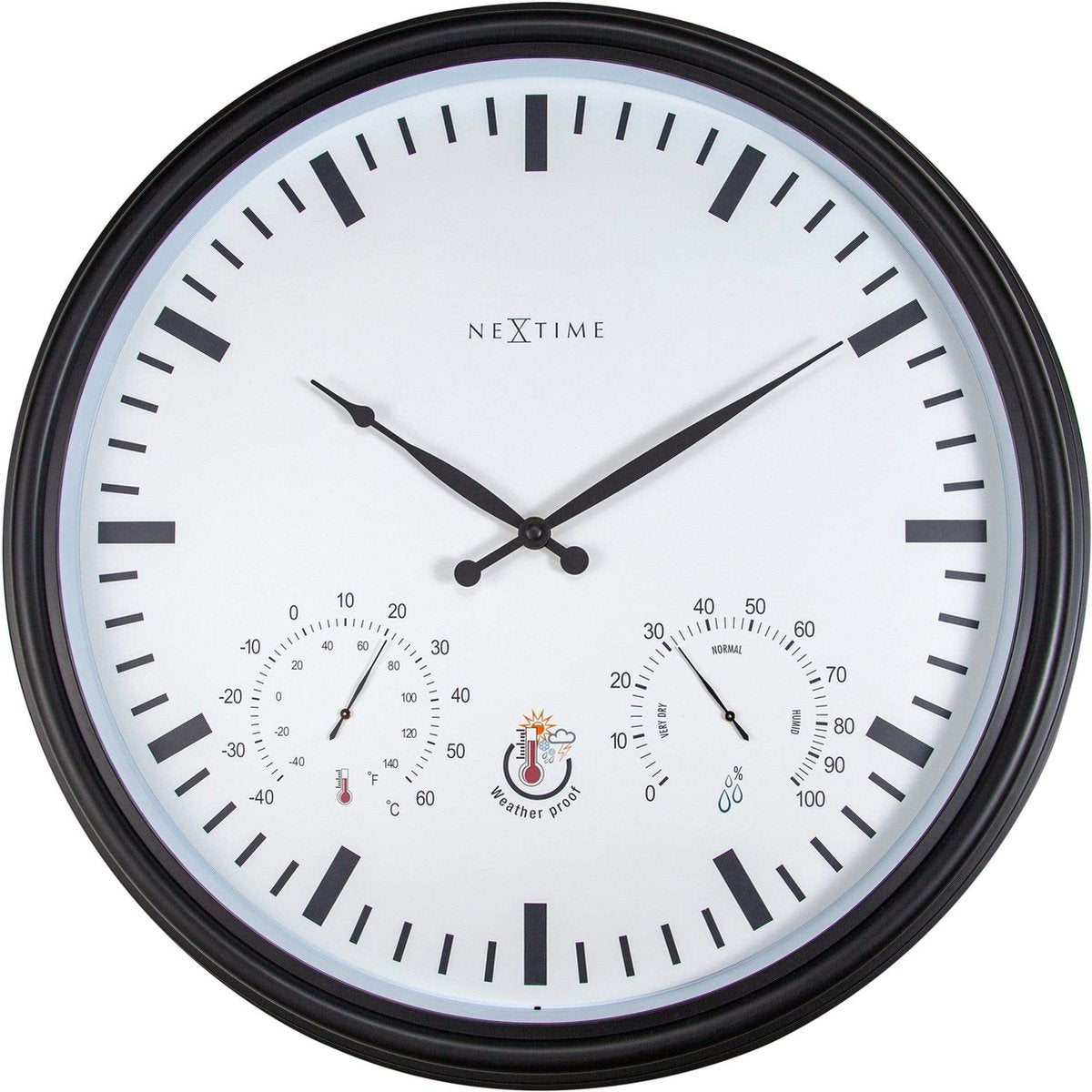 Nexttime Sunflower – Wanduhr – 50,5 cm – Metall – Schwarz und Weiß – wetterfest