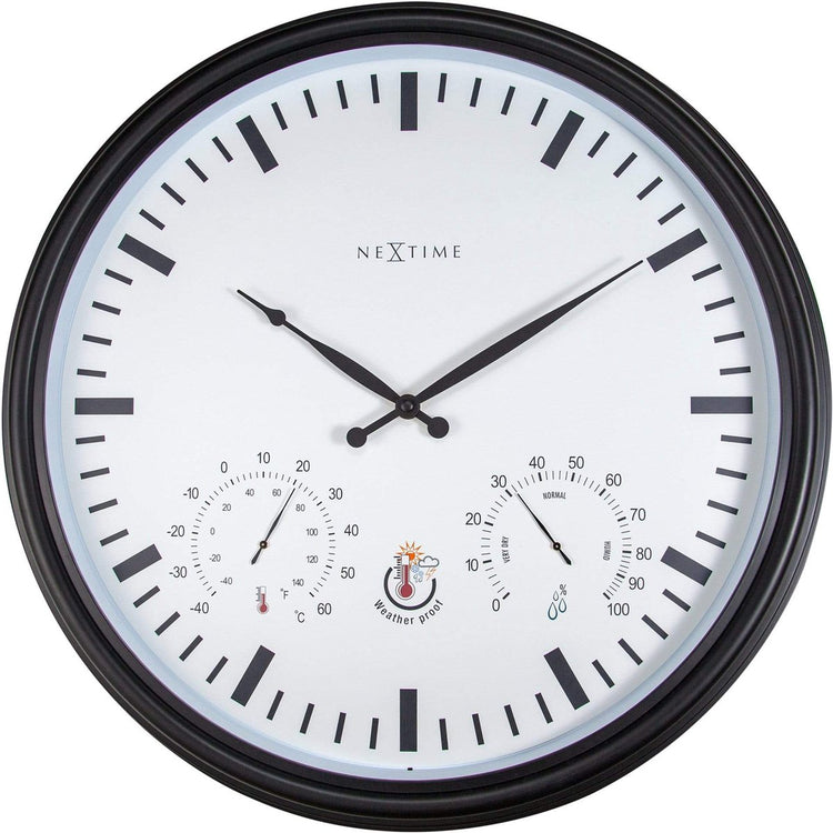 Nexttime Sunflower – Wanduhr – 50,5 cm – Metall – Schwarz und Weiß – wetterfest