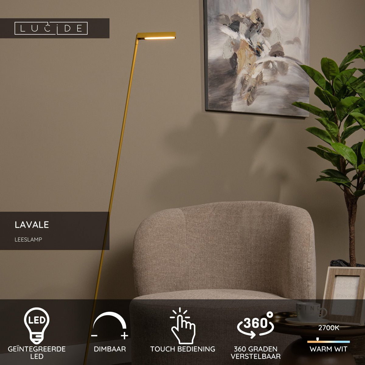 Lucide Lavale - Leselampe - LED dimmbar - 1x3w 2700k - Ockergelb
