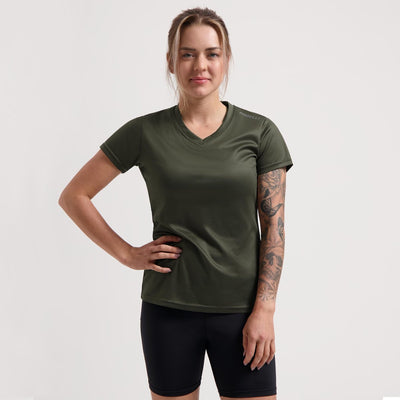 Rogelli Promo Laufshirt Damen – kurze Ärmel – Armeegrün – M