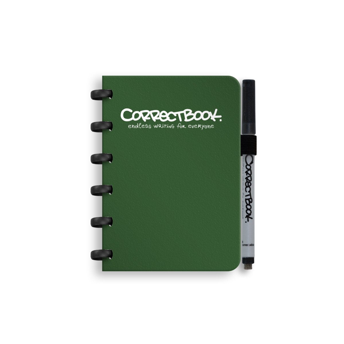 Correctbook A6 löschbares Notizbuch – Waldgrün – blanko – wiederverwendbares Notizbuch – inklusive Stiftwischtuch – kann mit zusätzlichen Seiten ergänzt werden