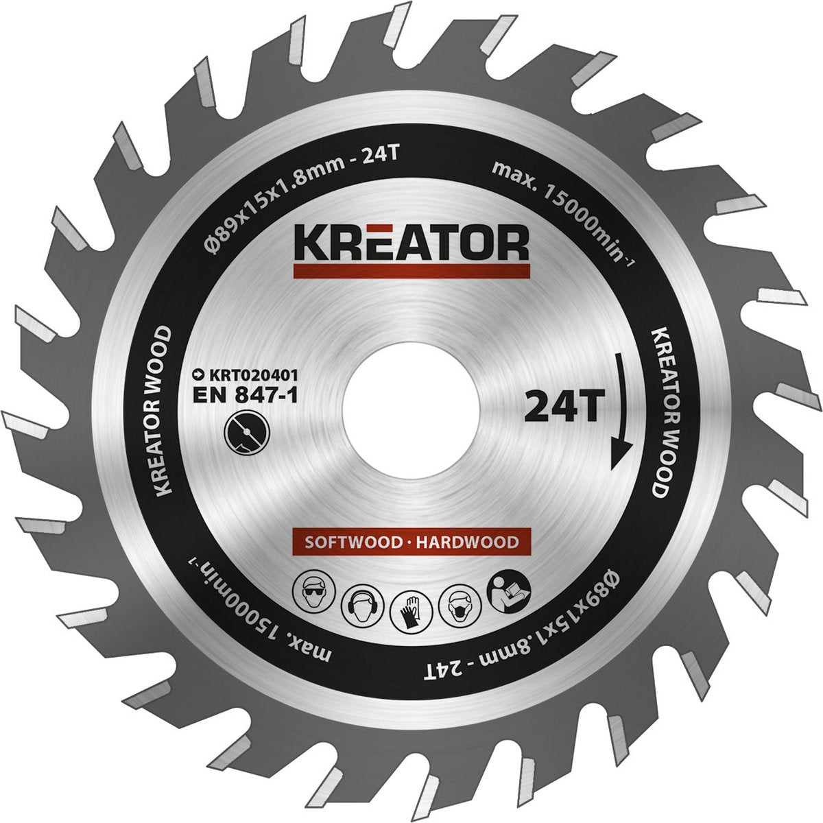 Kreator – krt020401 – Kreissägeblatt – ø 89 x 15 x 1,8 mm, 24 Zähne