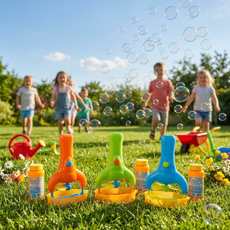 Bubblez Seifenblasenpistolen-Set mit Seifenblasenbläser – 118 ml – automatische Seifenblasenpistole – Spielzeug für Kinder – 1 zufällige Farbe