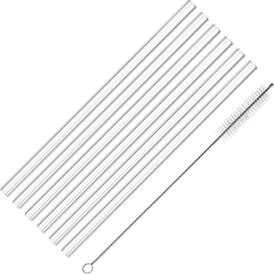 Westmark 6 Glasstrohhalme, gerade, inkl. 1 Reinigungsbürste, Länge: 20 cm, ø 0,8 cm, Borosilikatglas, transparent, 62622260