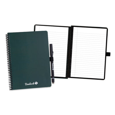 Buntes, löschbares Bambook-Notizbuch – Dunkelgrün (Wald) – A5 – linierte Seiten – langlebiges, wiederverwendbares Whiteboard-Notizbuch – mit 1 kostenlosen Marker