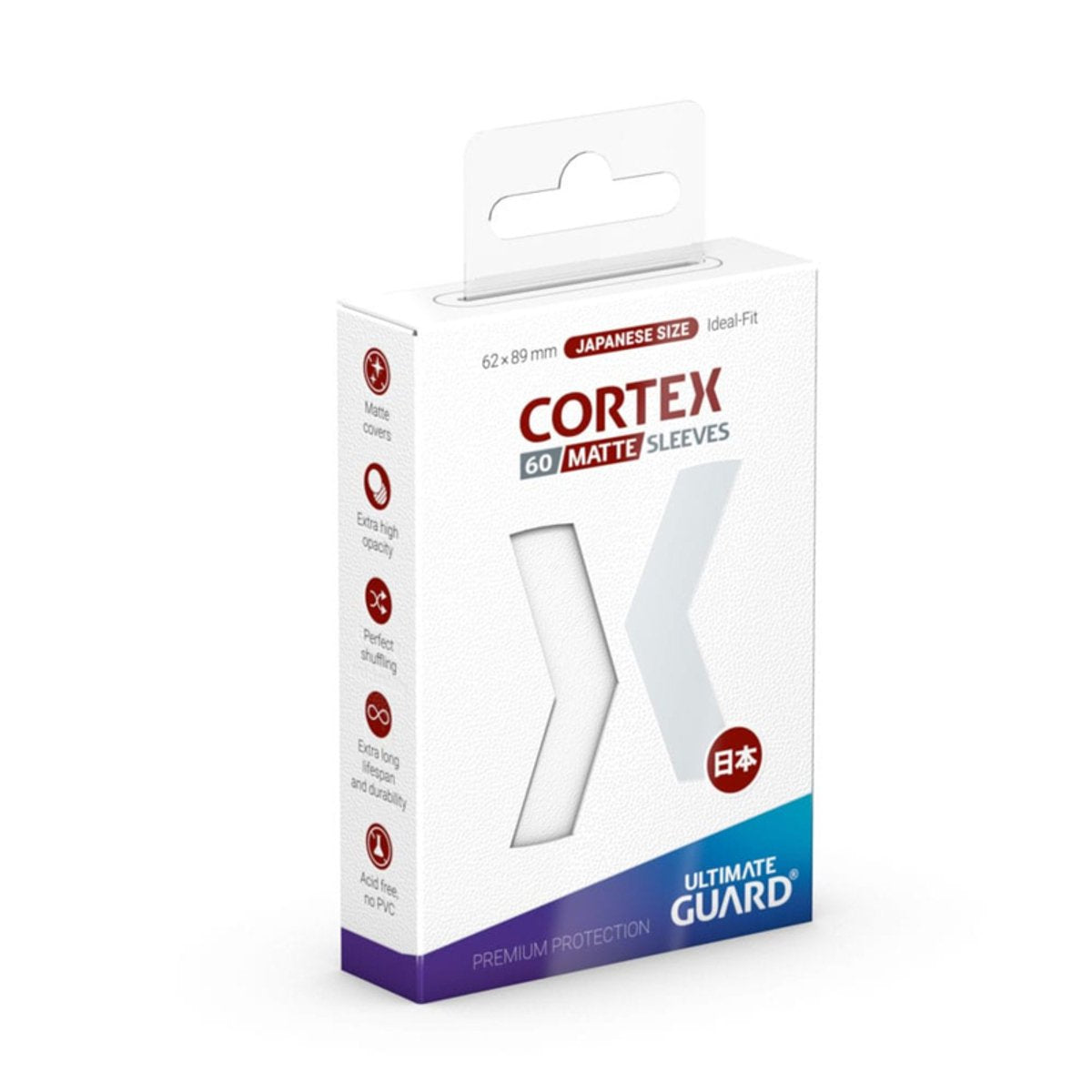 Ultimate Guard Cortex-Ärmel, matt, japanische Größe (60) – Weiß