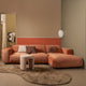 Holzhocker Charlie – Polyester – Karos – Orange