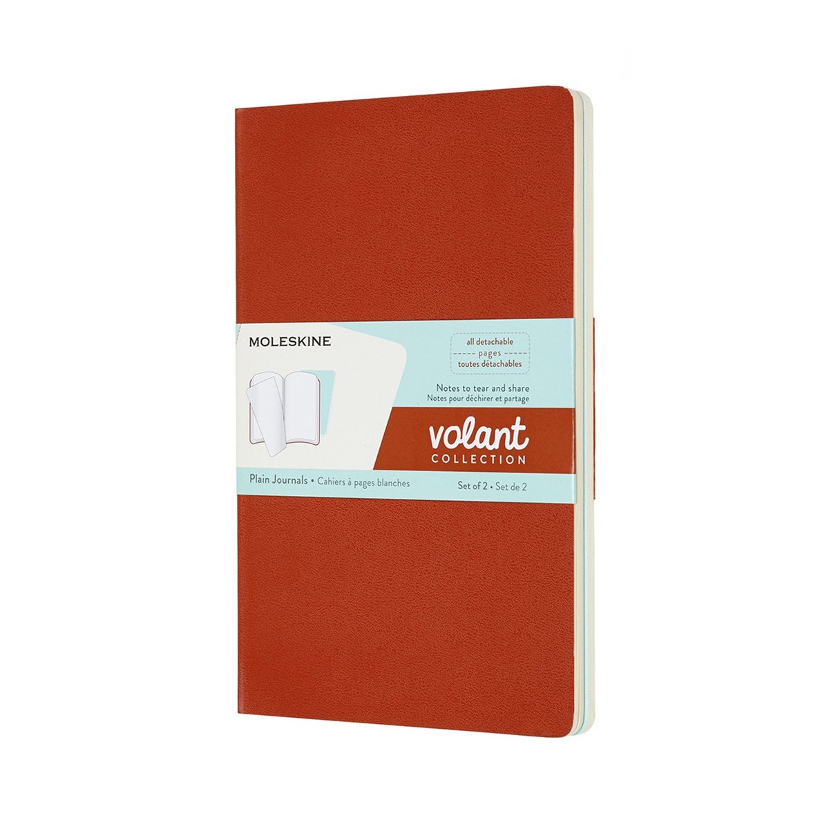 Moleskine Volant-Tagebücher – groß – leer – orange-blau
