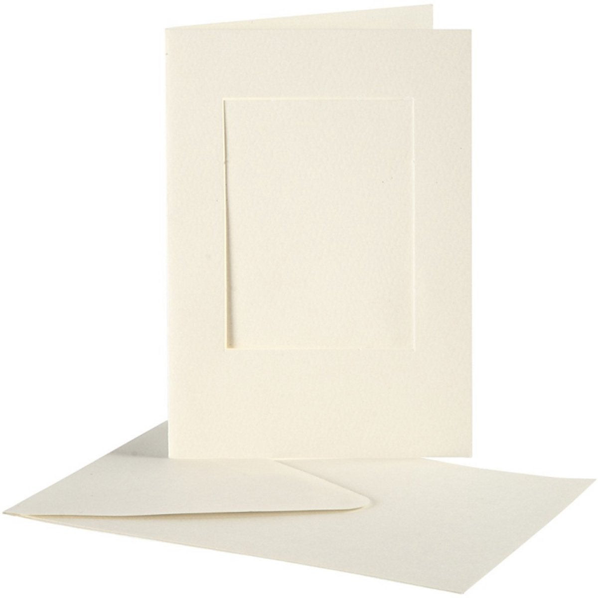 Passepartoutkarten der Firma Creativ, rechteckig, Kartengröße 10,5 x 15 cm, Umschlaggröße 11,5 x 16,5 cm, gebrochenes Weiß, 10er-Set 1 Box