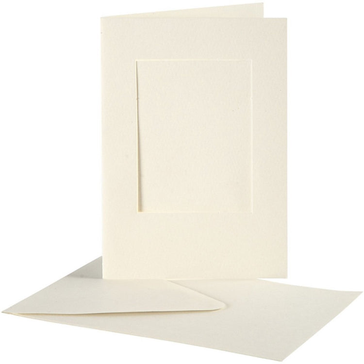 Passepartoutkarten der Firma Creativ, rechteckig, Kartengröße 10,5 x 15 cm, Umschlaggröße 11,5 x 16,5 cm, gebrochenes Weiß, 10er-Set 1 Box