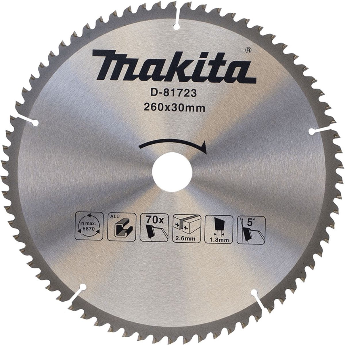 Makita Zubehör Kappsägeblatt Aluminium | Standard 260x30x2,8 70t 5g - d-81723