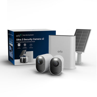 Arlo Ultra3 4K-Überwachungskamera + Solarpanel – 2-Kamera-Set (inkl. Smart Hub)